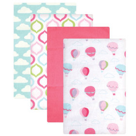 Luvable Friends Flannel Receiving Blankets, Balloons, 4 Count