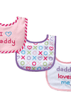 Luvable Friends I Love Mommy and Daddy Baby Bibs, Blue Daddy, 3 Count