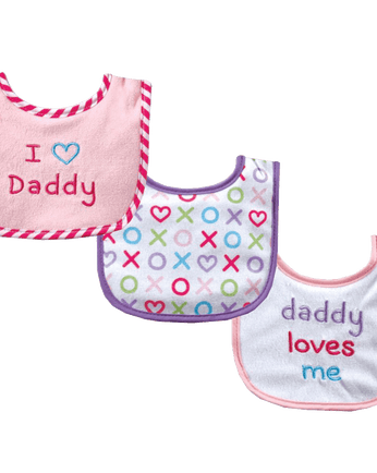 Luvable Friends I Love Mommy and Daddy Baby Bibs, Blue Daddy, 3 Count