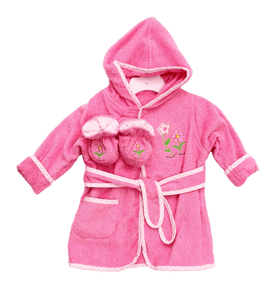 Spasilk 100% Cotton Hooded Terry Bathrobe with Booties, Brown Bear, 0 9 Months